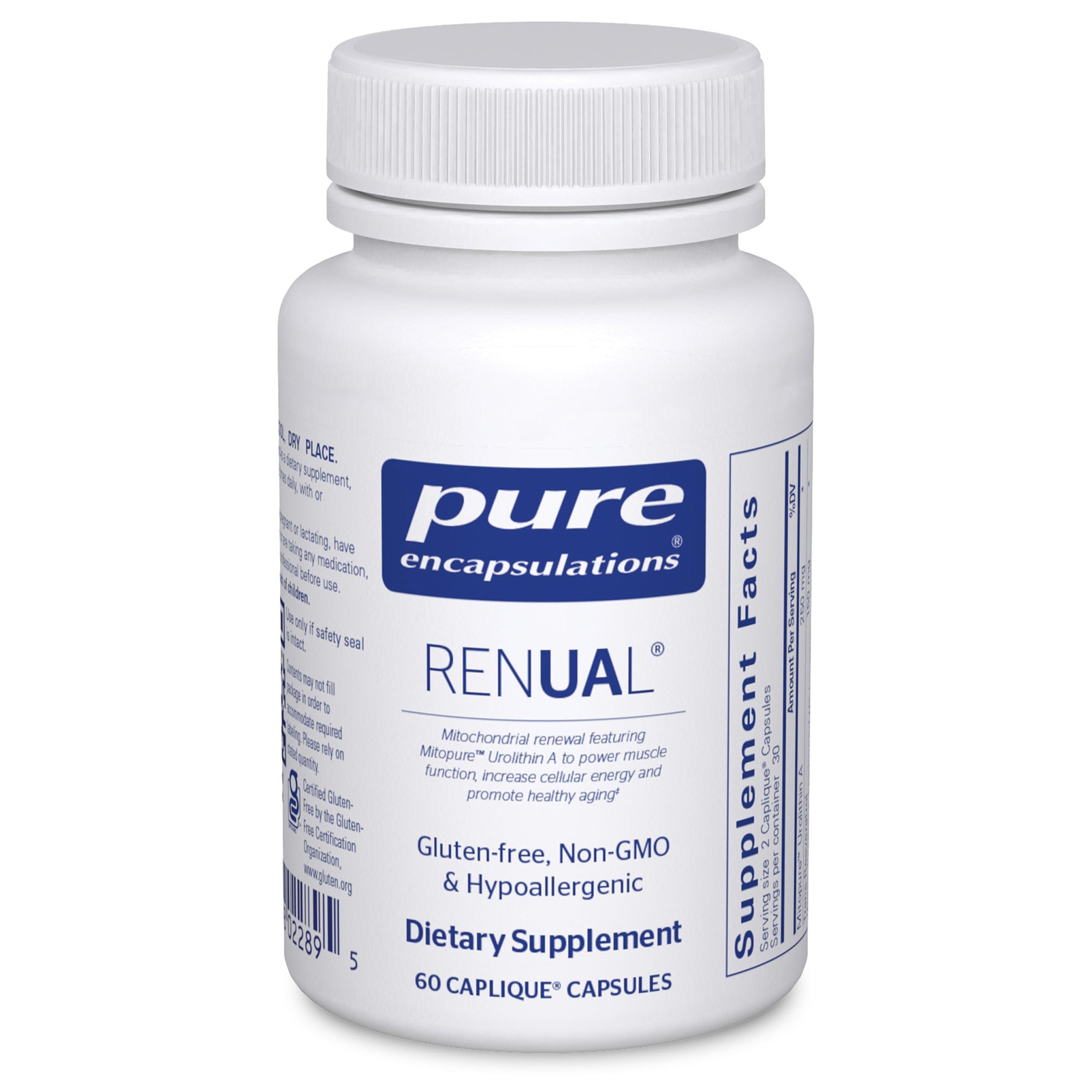 Pure Encapsulations frasco Renual frente mostrando diseño y confianza