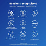 Pure Encapsulations cápsulas junto a regla para referencia de tamaño y dosis