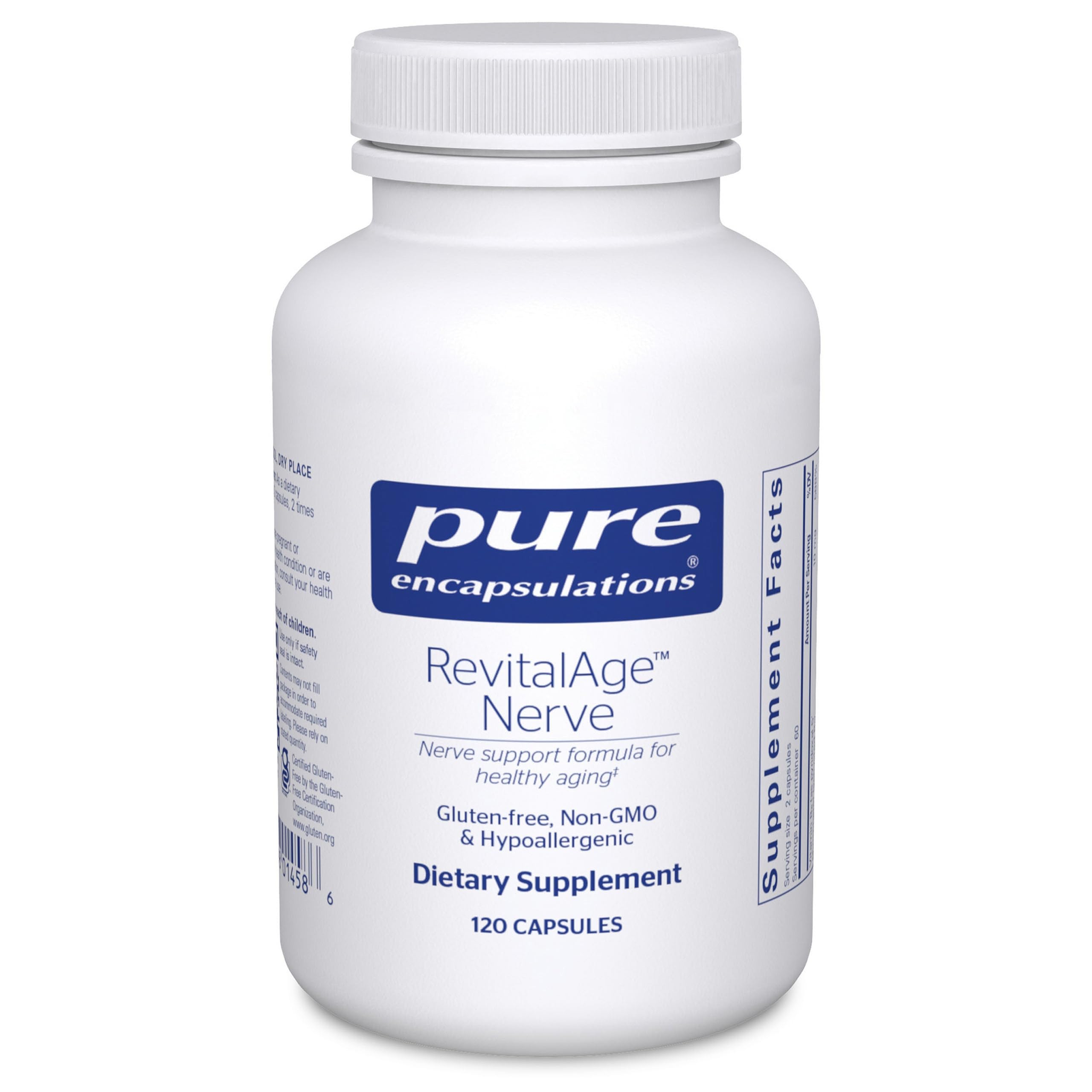 Pure Encapsulations frente del envase que muestra la marca y beneficio nervioso