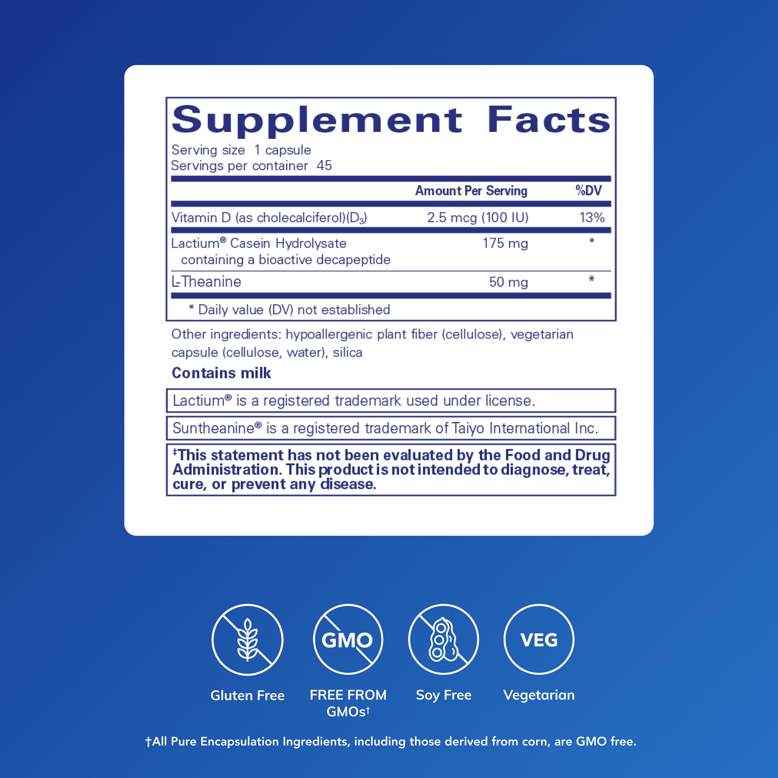 Pure Encapsulations Sereniten Plus cápsula abierta, mostrando forma y pureza