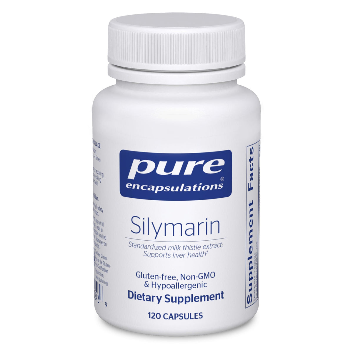 Pure Encapsulations envase frontal que muestra dosis y cantidad, confianza en calidad