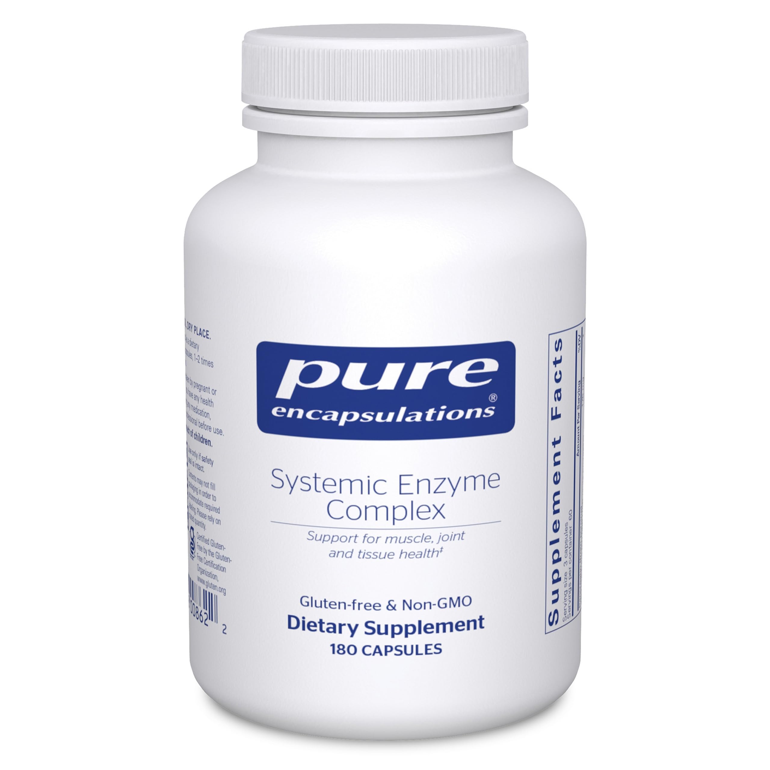 Pure Encapsulations frasco frontal mostrando el producto y su ventaja de pureza