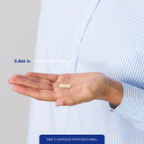 Pure Encapsulations cápsula en mano para comparar tamaño y comodidad