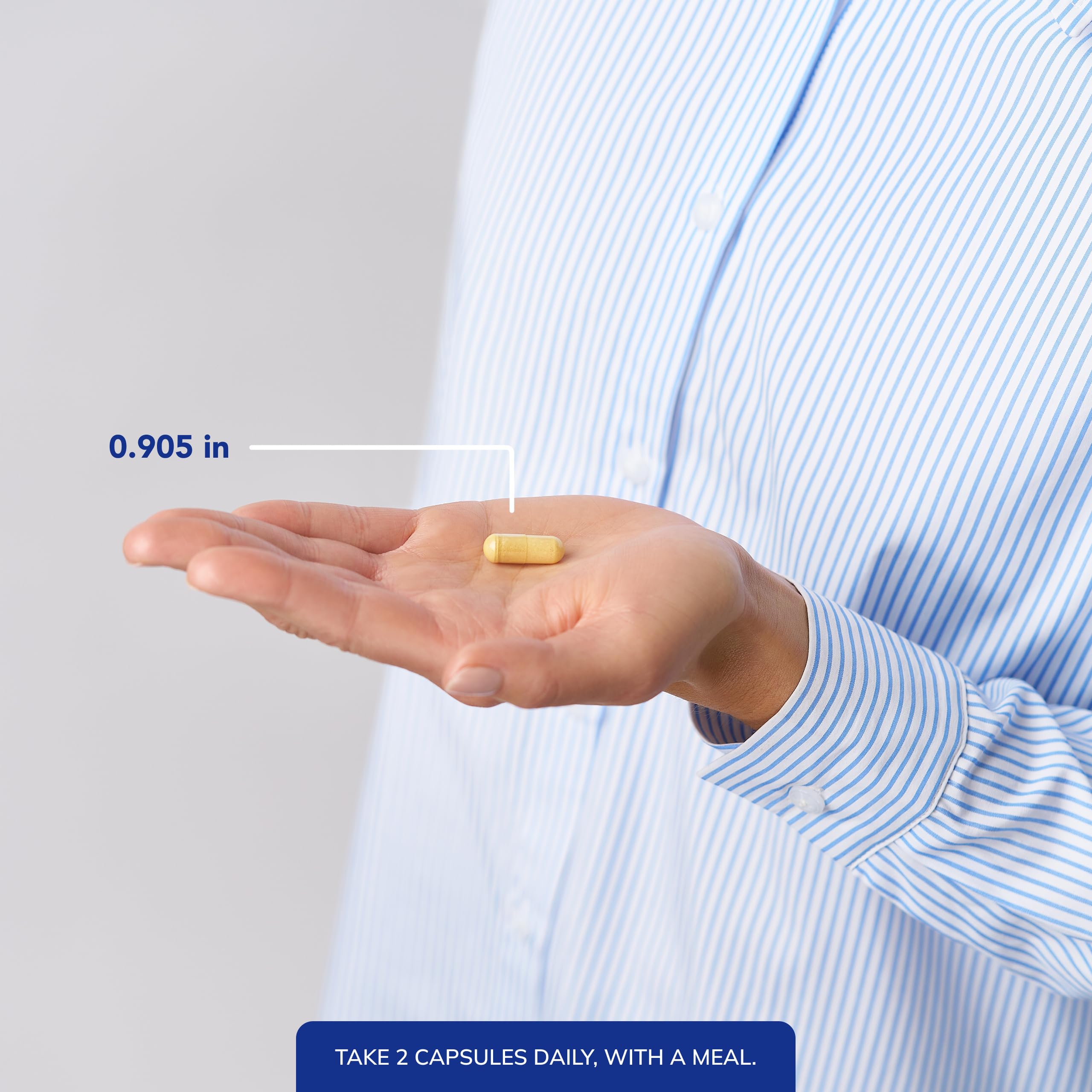 Pure Encapsulations comparativa de tamaño con moneda para referencia de escala y portabilidad