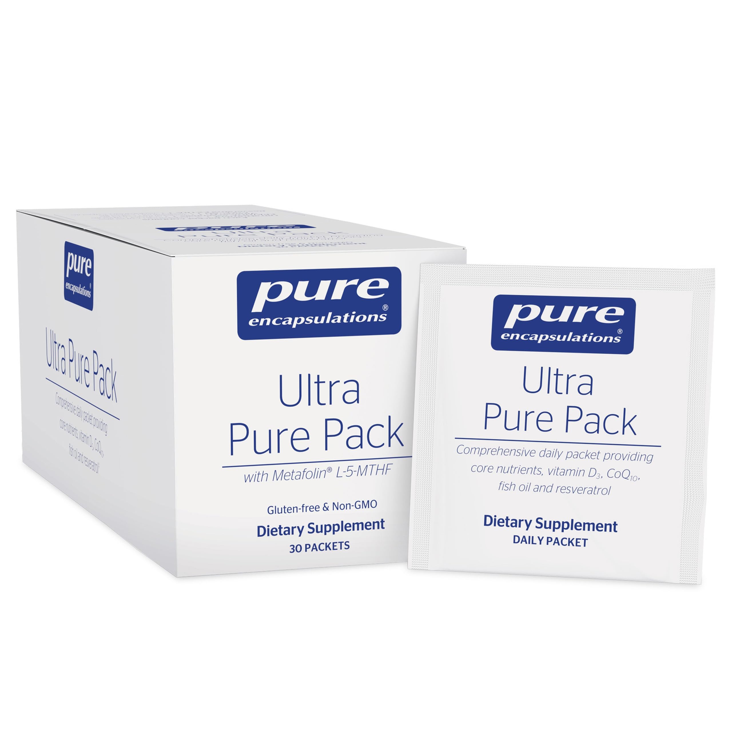 Pure Encapsulations vista frontal del Ultra Pure Pack, beneficio conveniencia diaria