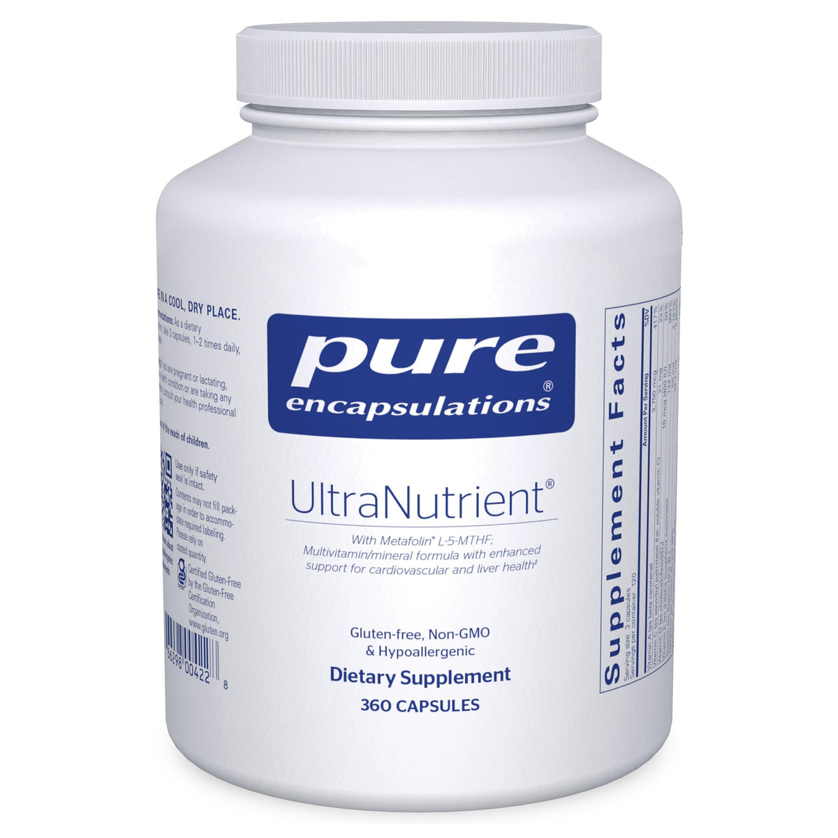 Pure Encapsulations frasco delantero mostrando la marca y beneficios
