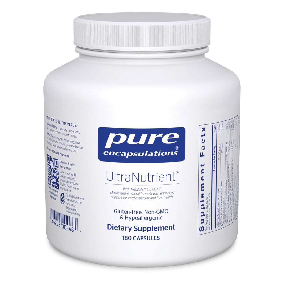 Pure Encapsulations envase UltraNutrient frontal, claro y profesional, transmite confianza