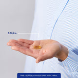 Pure Encapsulations cápsulas en mano muestra tamaño real y dosificación