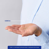 Pure Encapsulations cápsulas en mano para comparar tamaño y dosificación