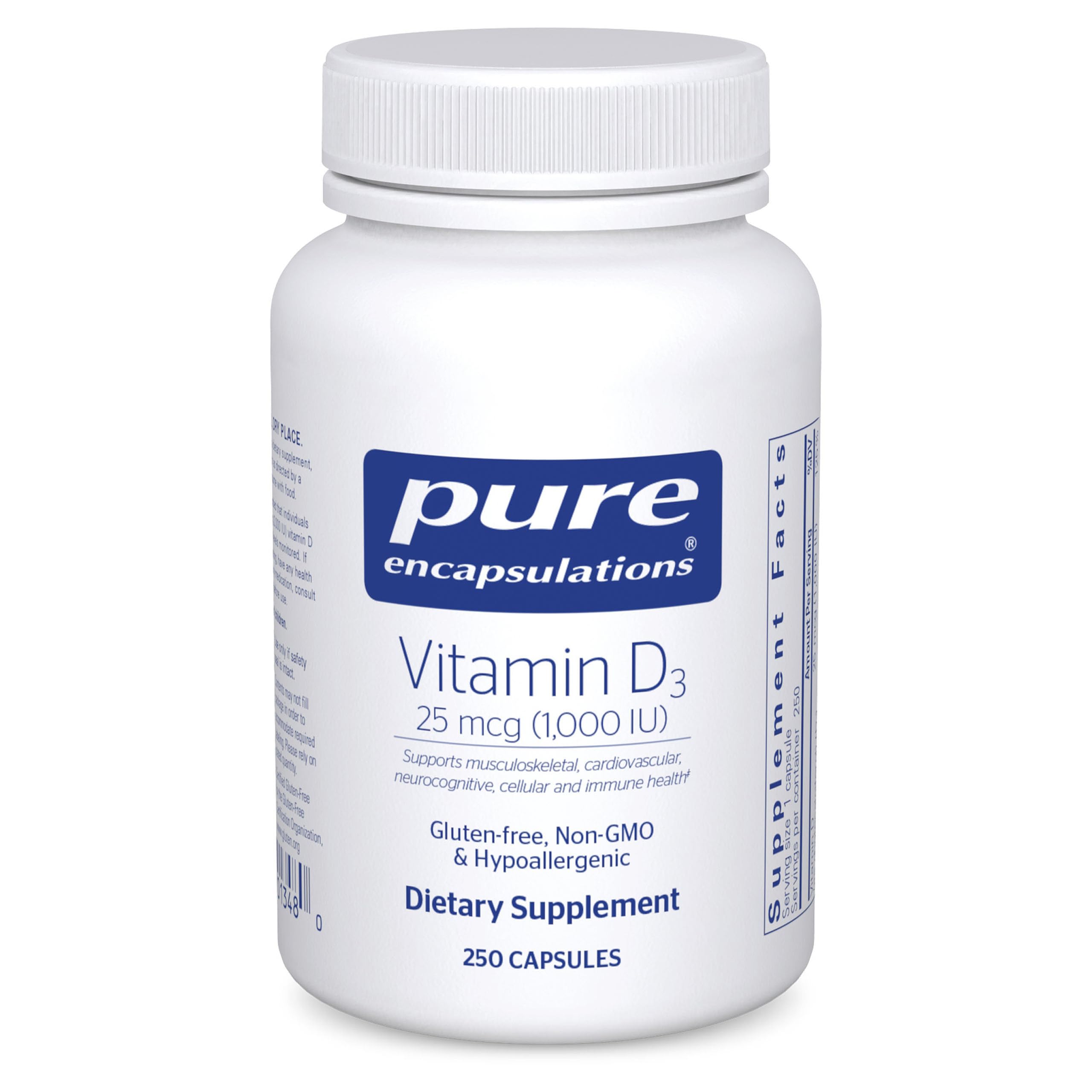 Pure Encapsulations envase frontal mostrando diseño y cantidad para confianza
