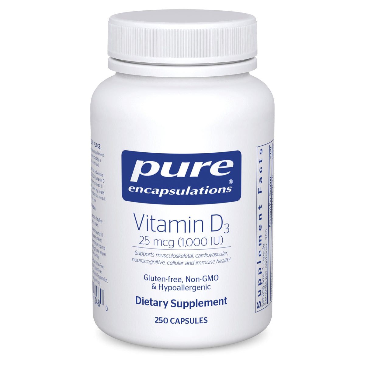 Pure Encapsulations envase frontal mostrando diseño y cantidad para confianza