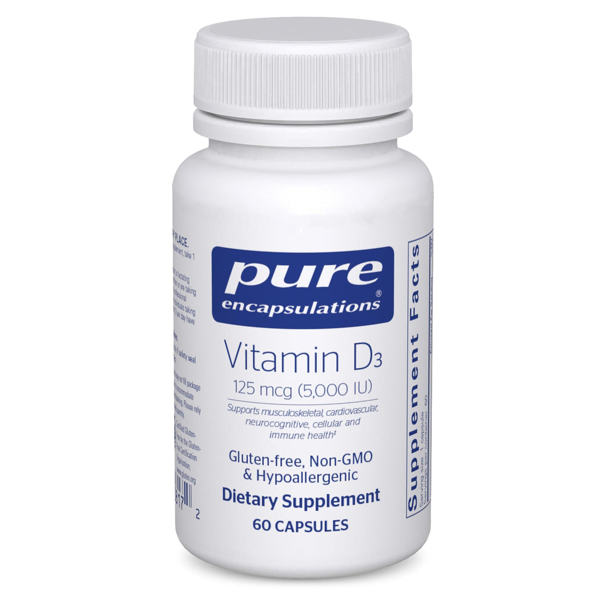 Pure Encapsulations envase frontal mostrando etiqueta y dosis clara