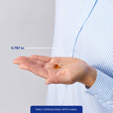 Pure Encapsulations frasco junto a una regla para comparar tamaño y dosis