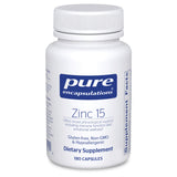 Pure Encapsulations frasco frontal mostrando 180 cápsulas y beneficio pureza