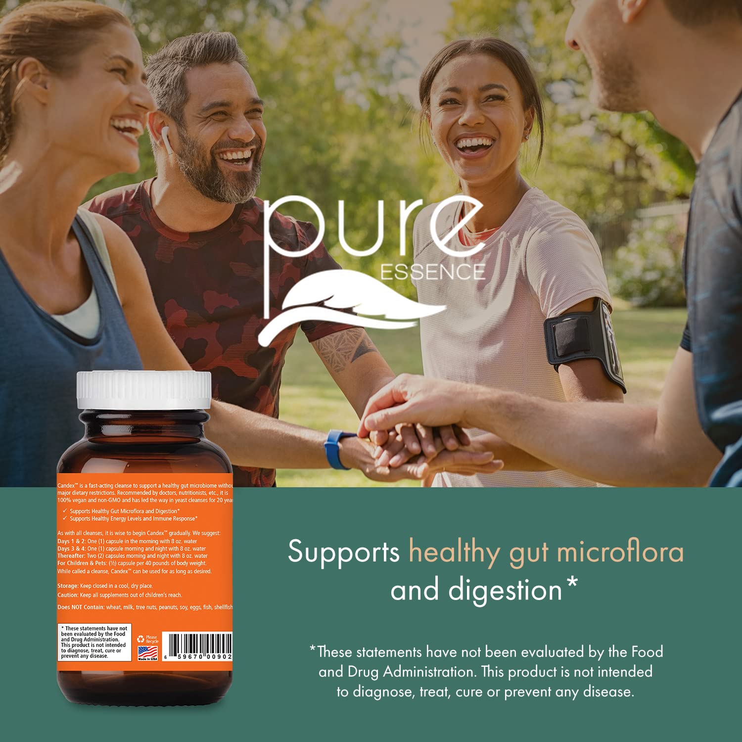 Pure Essence Candex etiqueta con ingredientes claridad y transparencia