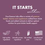 Pure Essence Labs etiqueta y lista de ingredientes, transparencia en nutrientes