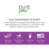 PURE ESSENCE LABS botella abierta con tabletas lista para uso diario