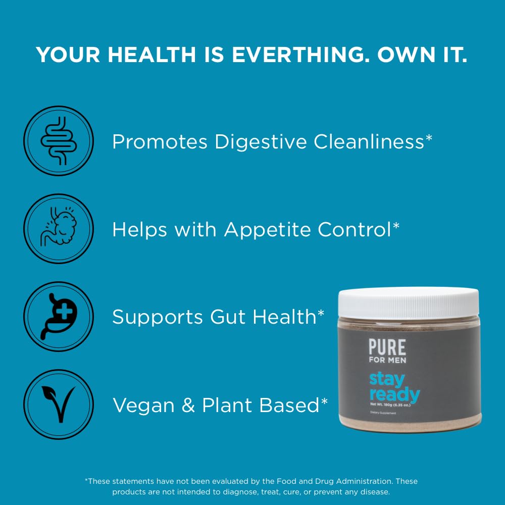 Pure for Men en vaso con agua listo para beber y sentirse ligero
