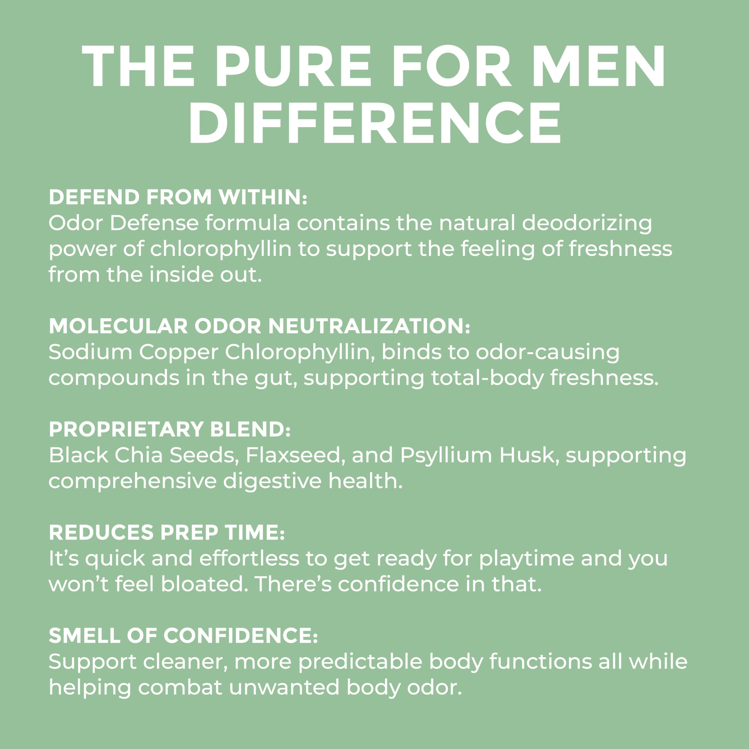 Pure for Men ingredientes: chía, psyllium y linaza para regularidad