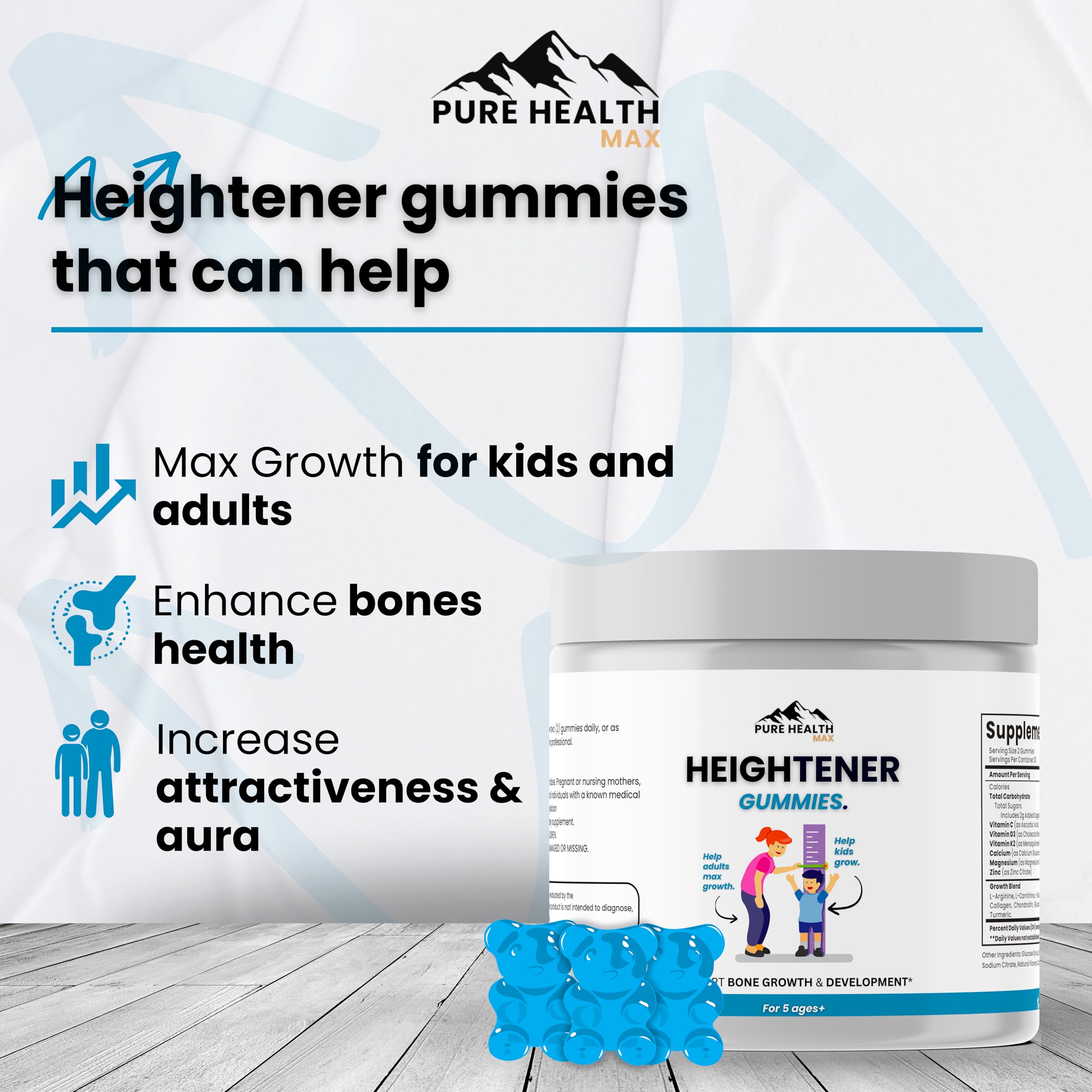 PURE HEALTH MAX textura de gominola primer plano con aspecto masticable nutritivo