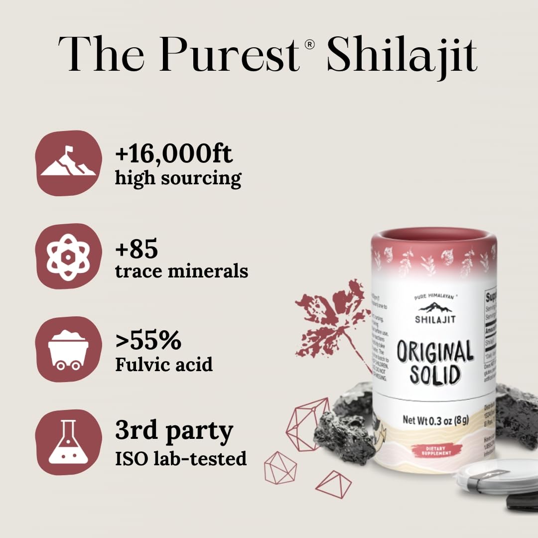 Pure Himalayan Shilajit porción en espátula mostrando la cantidad recomendada