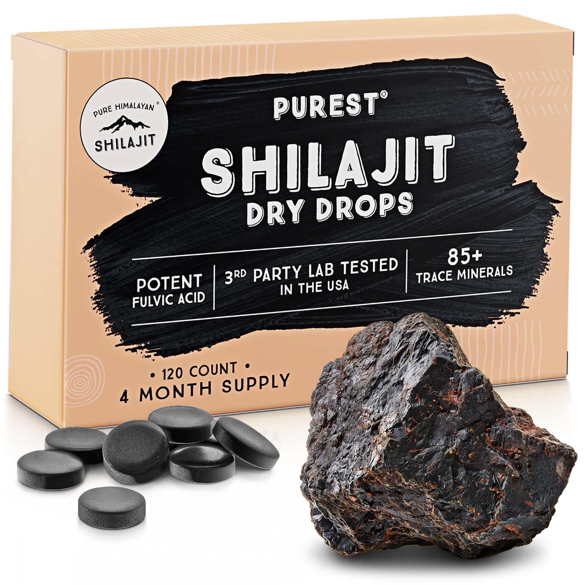 Pure Himalayan Shilajit empaque frontal mostrando conveniencia y pureza
