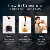Pure Himalayan Shilajit junto a monedas para comparar tamaño y contenido
