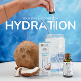 Pure Inventions gotas añadidas a botella reutilizable para hidratación práctica