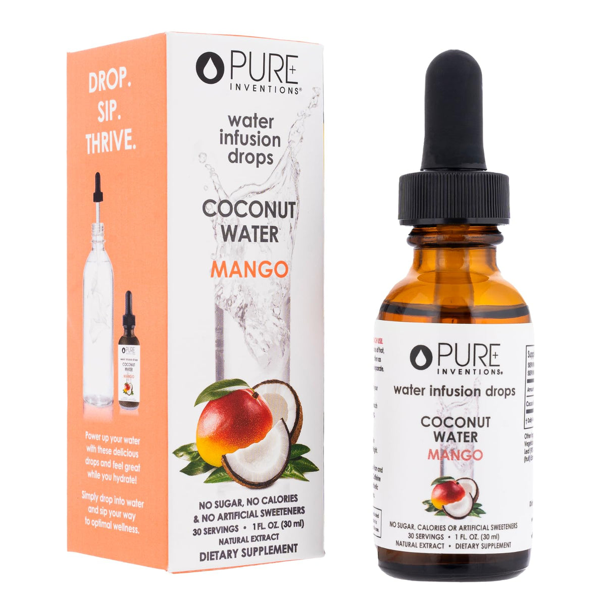 Pure Inventions botella frontal mostrando diseño y beneficio de pureza
