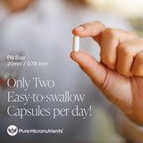 Pure Micronutrients cápsulas en tazón mostrando aspecto y cantidad de porción