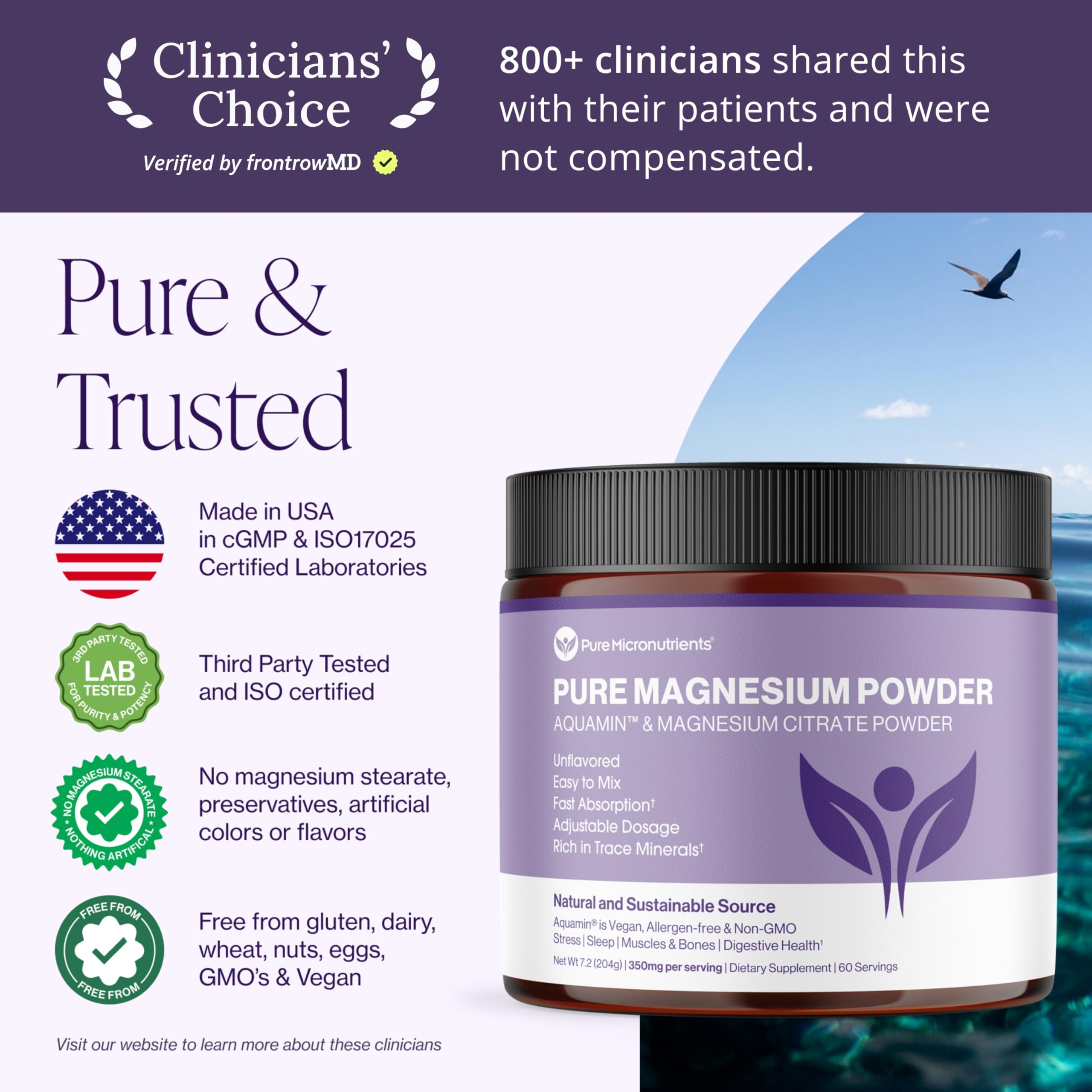 Pure Micronutrients comparación de tamaño con cuchara para referencia
