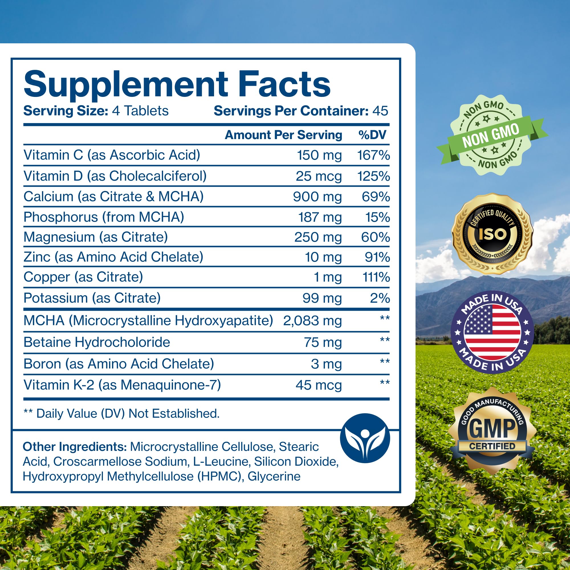 Pure Micronutrients comparación de escala que muestra tamaño de la tableta