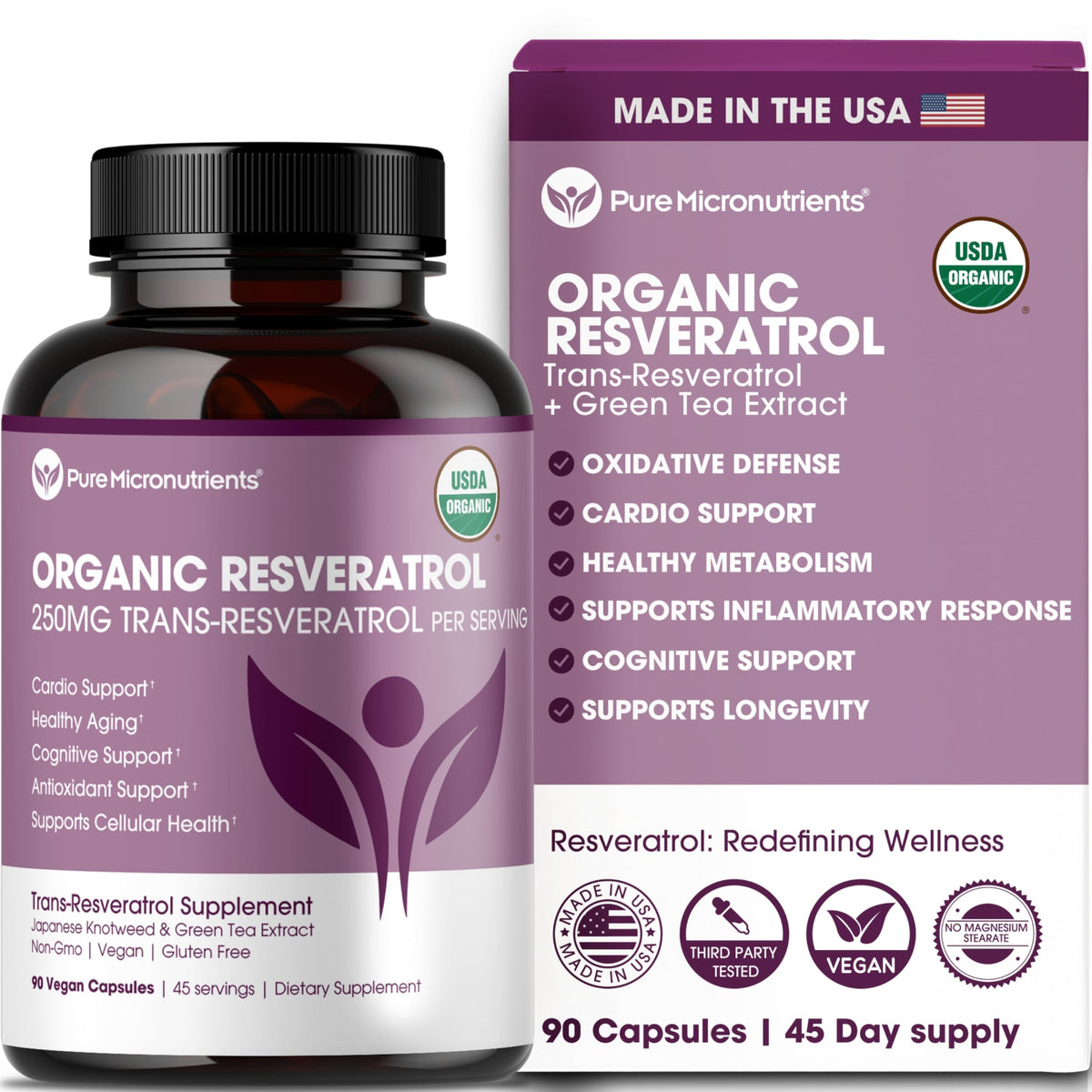Pure Micronutrients frontal del empaque mostrando diseño y beneficios claves
