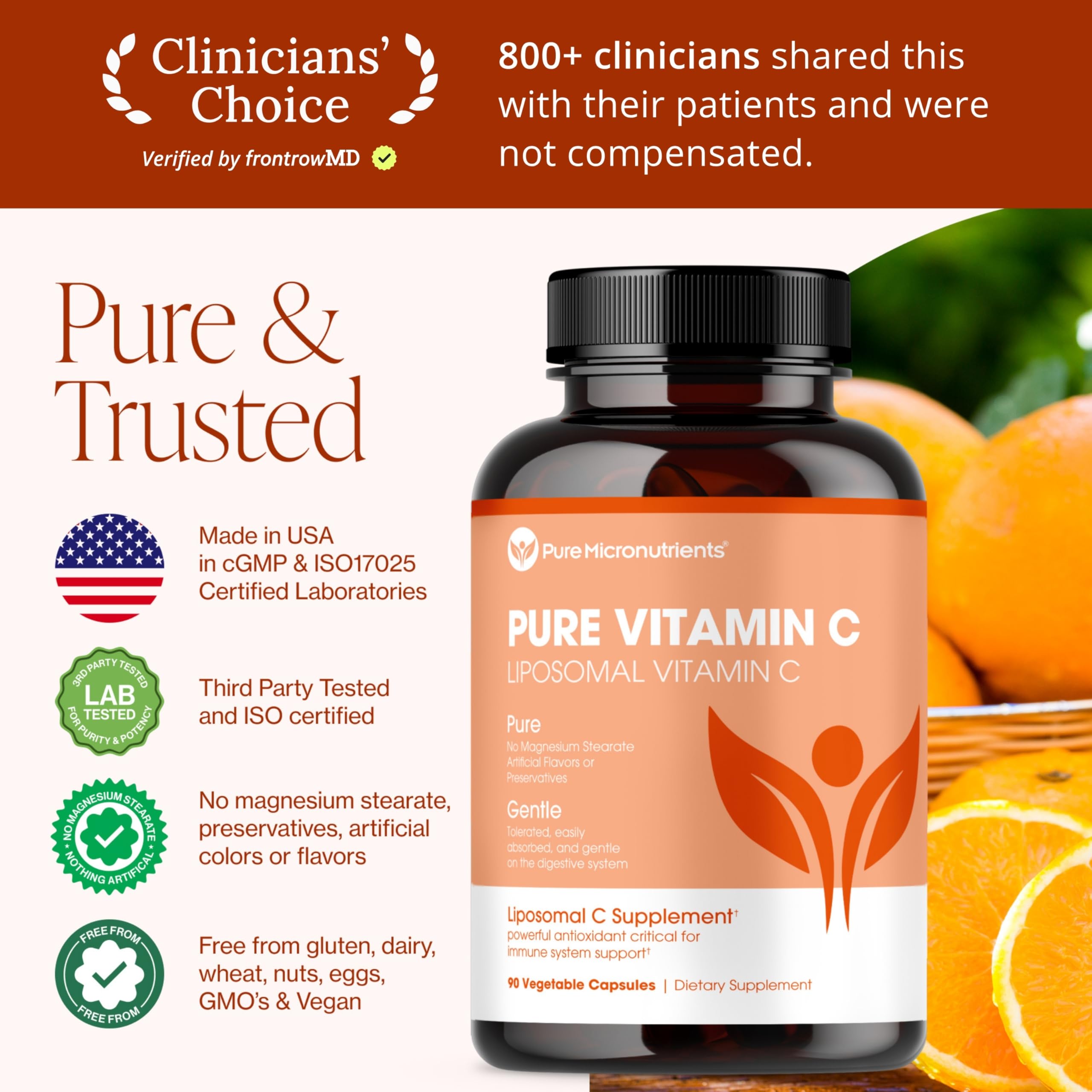 Pure Micronutrients ingredientes puros alineados, destaca ausencia de rellenos