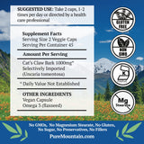 Pure Mountain Botanicals primer plano de cápsulas vegetales y textura del polvo de corteza