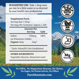 Pure Mountain Botanicals cuentagotas en detalle para medición precisa de yodo