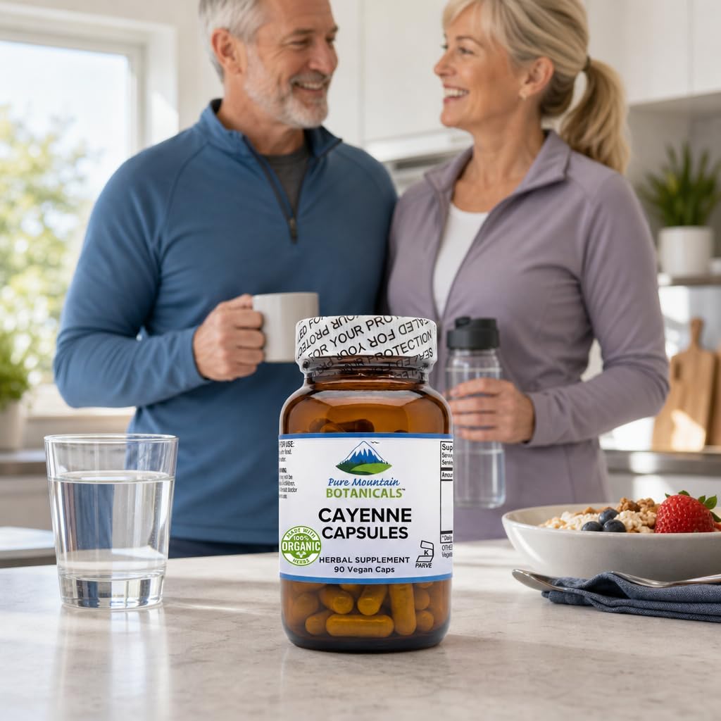 Pure Mountain Botanicals frasco abierto con cápsulas listas para uso