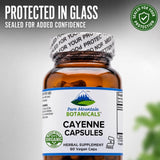 Pure Mountain Botanicals polvo de cayena orgánica desplegado para inspección