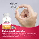 Pure Nootropics cápsulas sobre la palma mostrando cantidad por toma