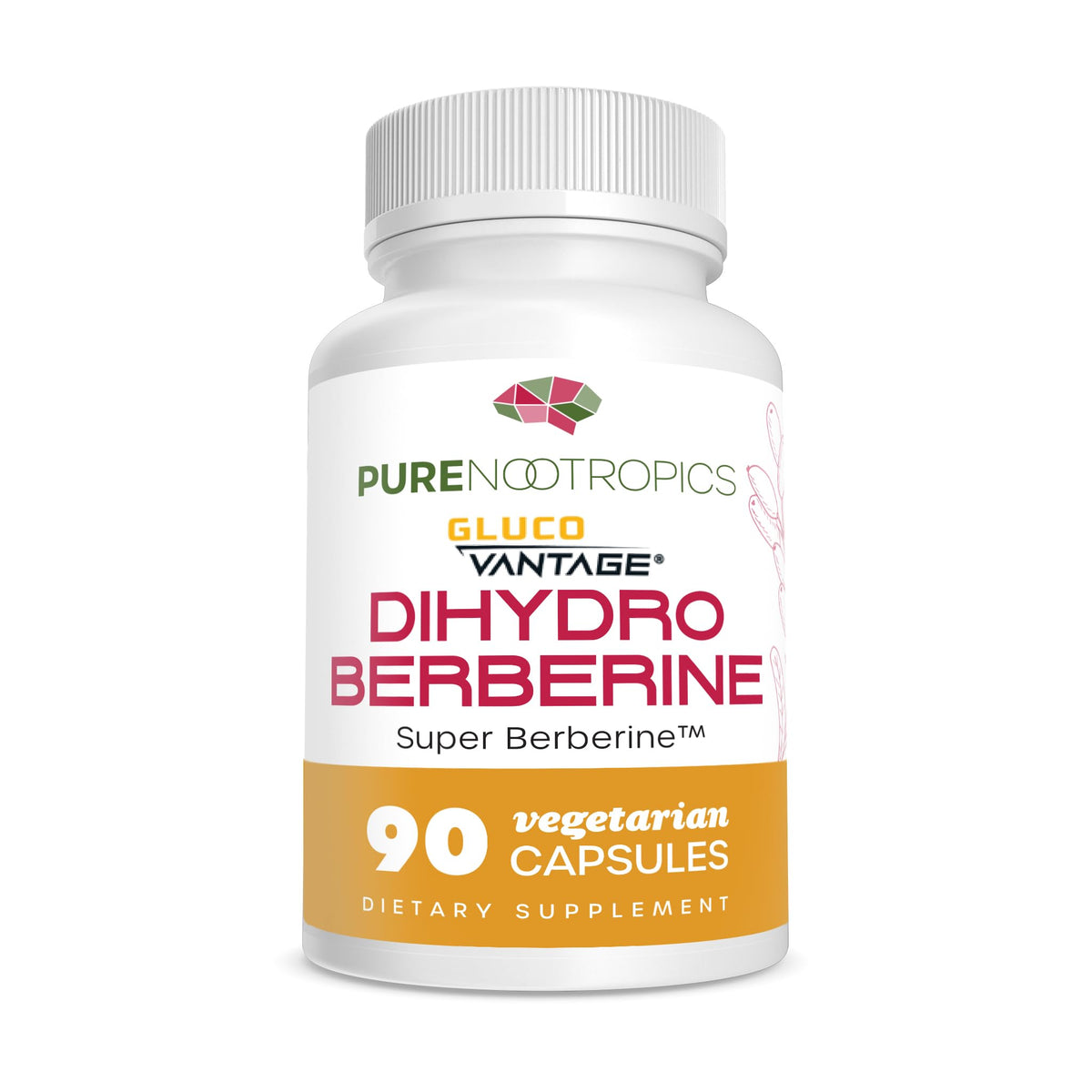 Pure Nootropics frasco frontal mostrando etiqueta y claridad del producto