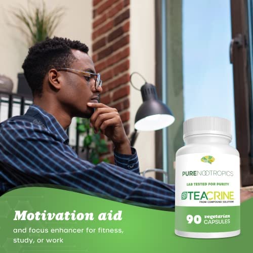 Pure Nootropics frasco al lado de regla para comparar tamaño práctico