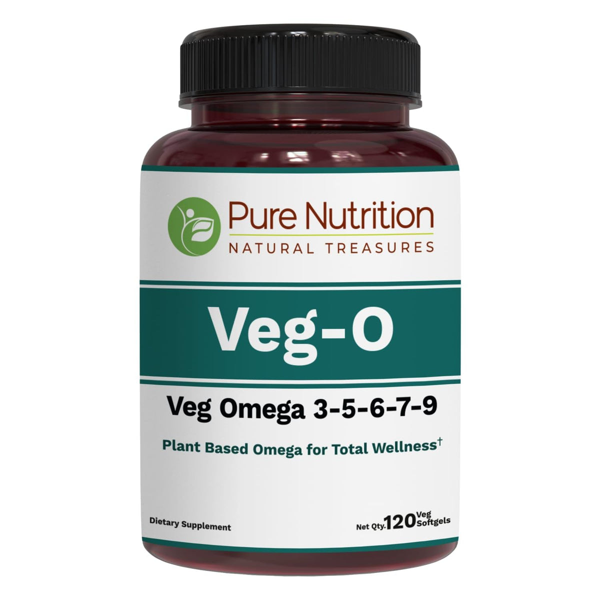 PURE NUTRITION frasco frontal mostrando etiqueta y beneficio vegetal