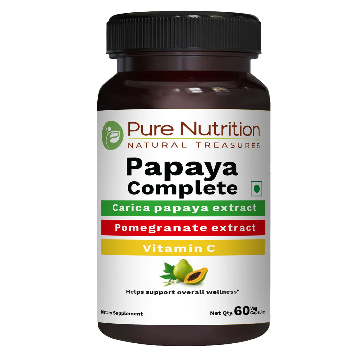 Pure Nutrition Papaya Complete frente del envase mostrando presentación y beneficio digestivo