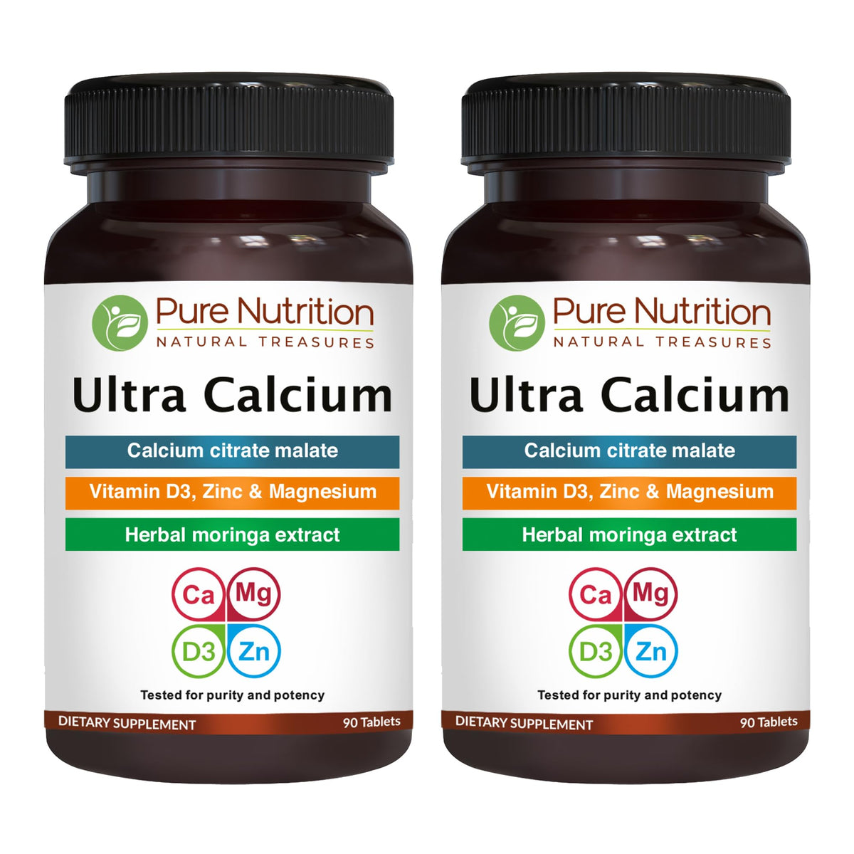 Pure Nutrition frasco frontal mostrando 180 tabletas y beneficios claros