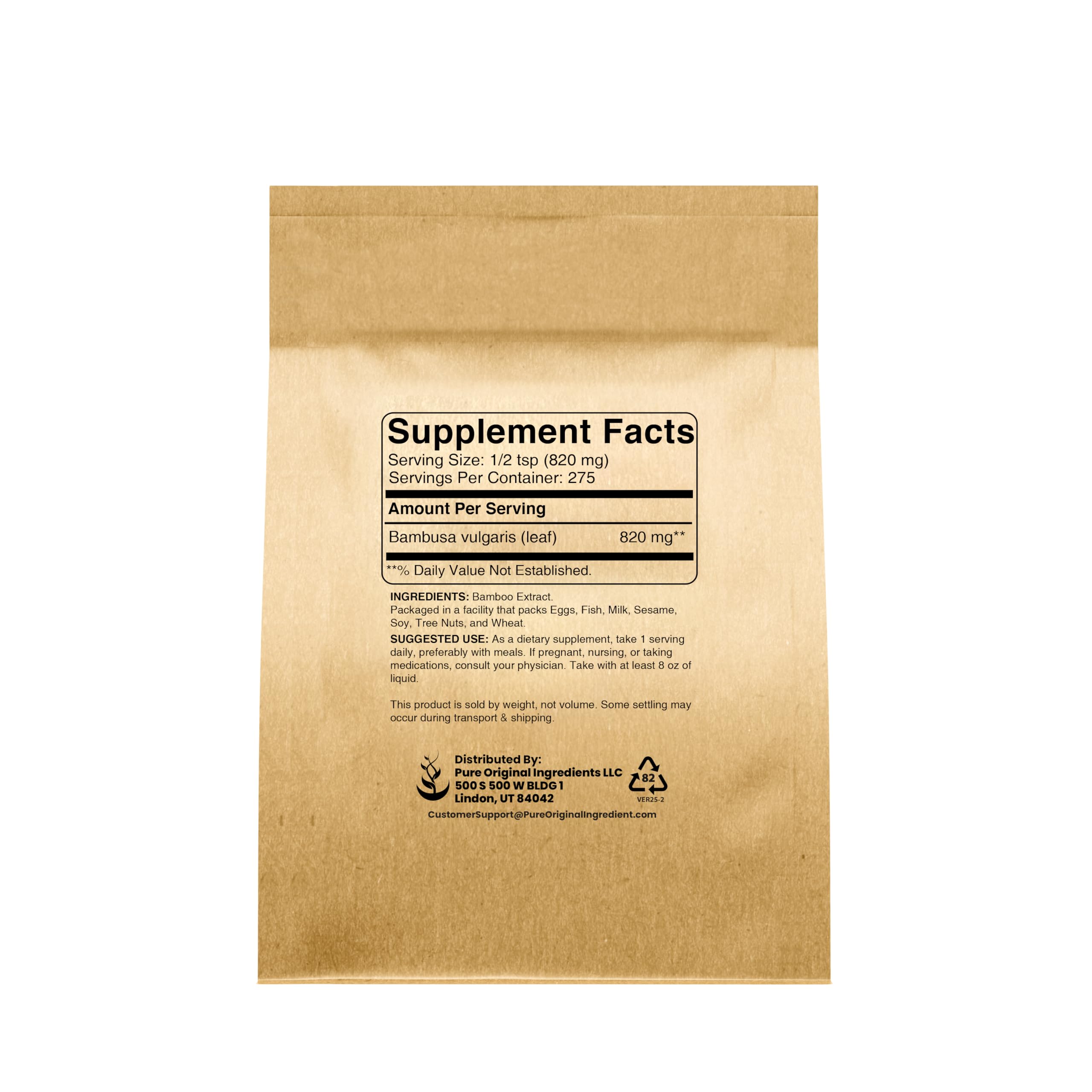 PURE ORIGINAL INGREDIENTS etiqueta detallada con Non-GMO y Gluten-Free visible