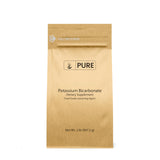 Pure Original Ingredients envase frontal de bicarbonato de potasio, muestra pureza y etiquetado claro