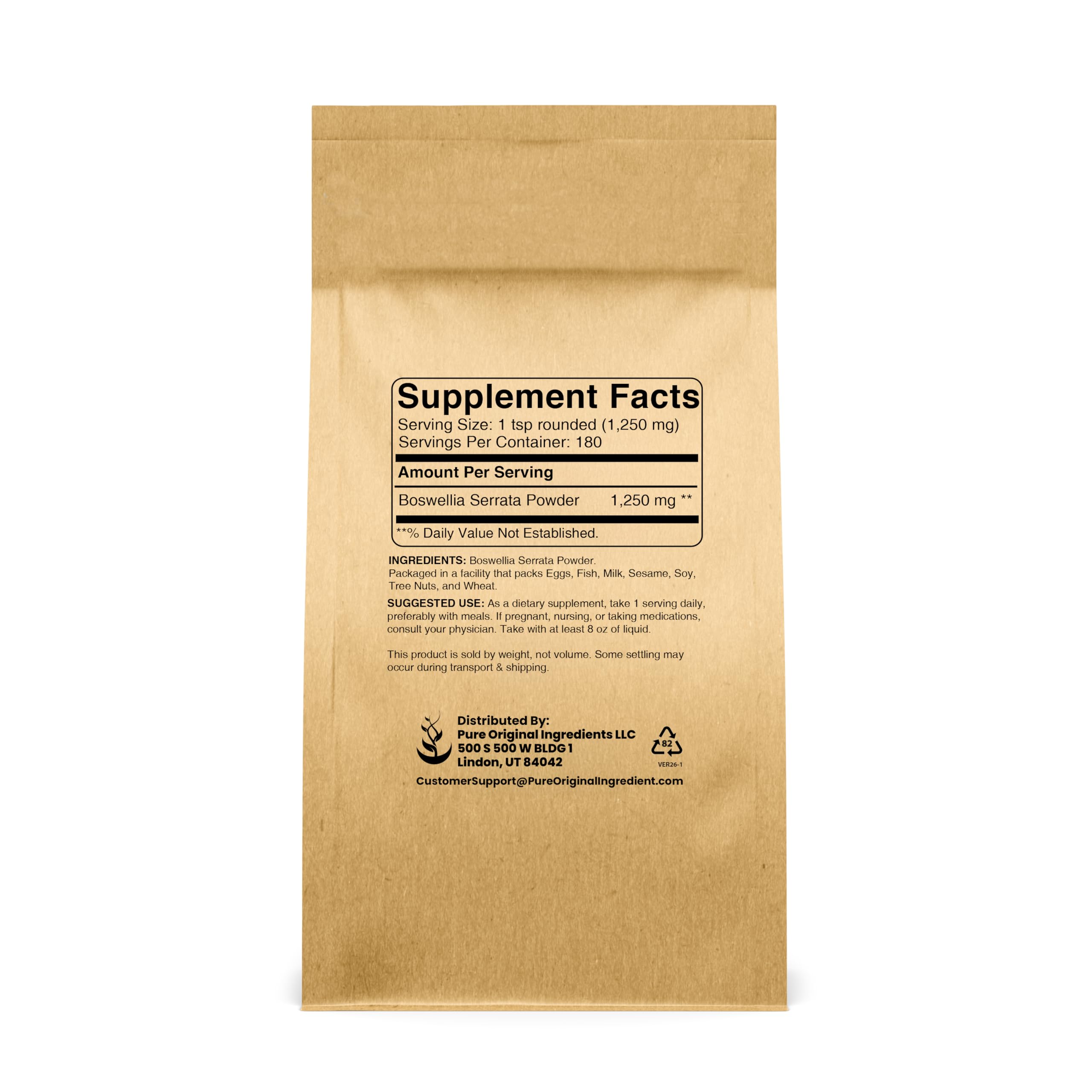 PURE ORIGINAL INGREDIENTS polvo cercano mostrando textura fina y aspecto uniforme