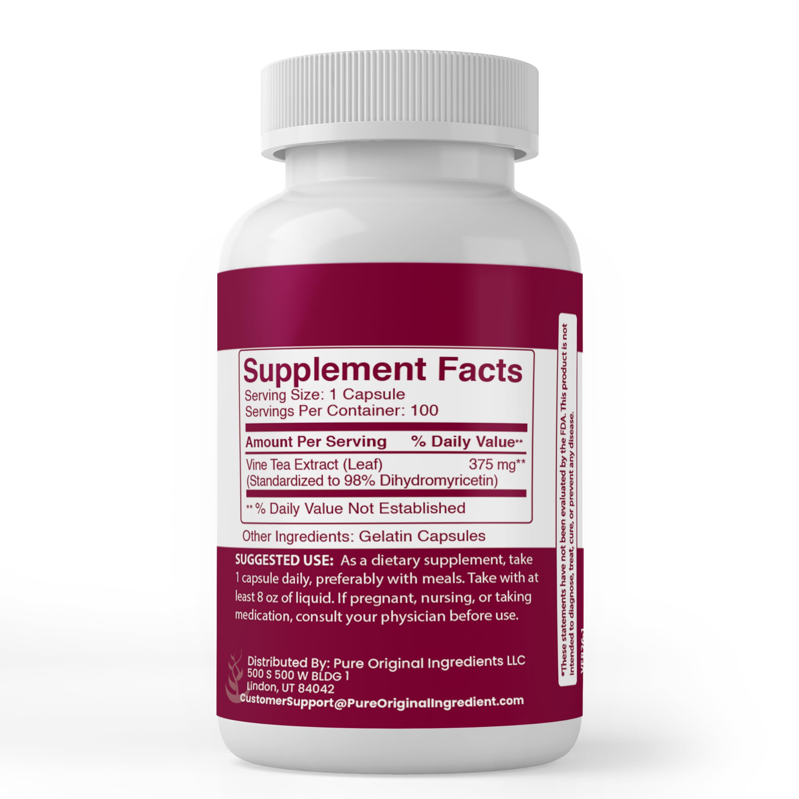 Cápsula DHM de PURE ORIGINAL INGREDIENTS en primer plano, fácil de tragar