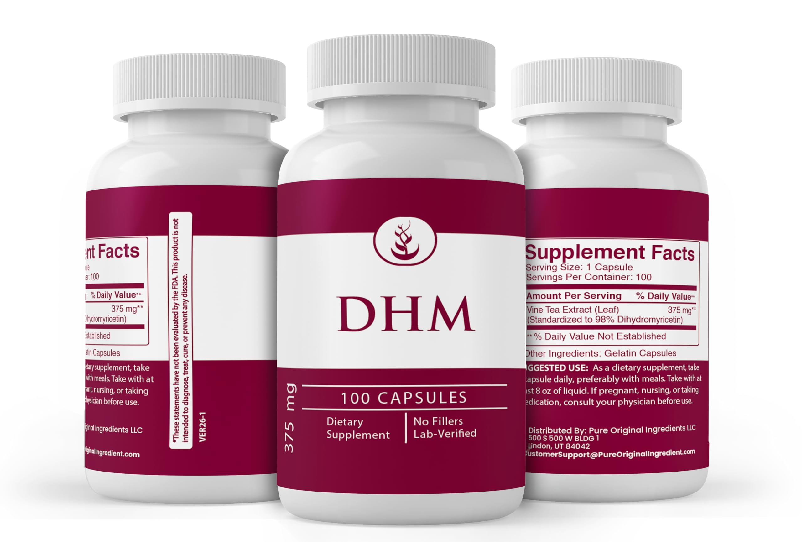 Persona sosteniendo cápsula DHM PURE ORIGINAL INGREDIENTS para dosificar