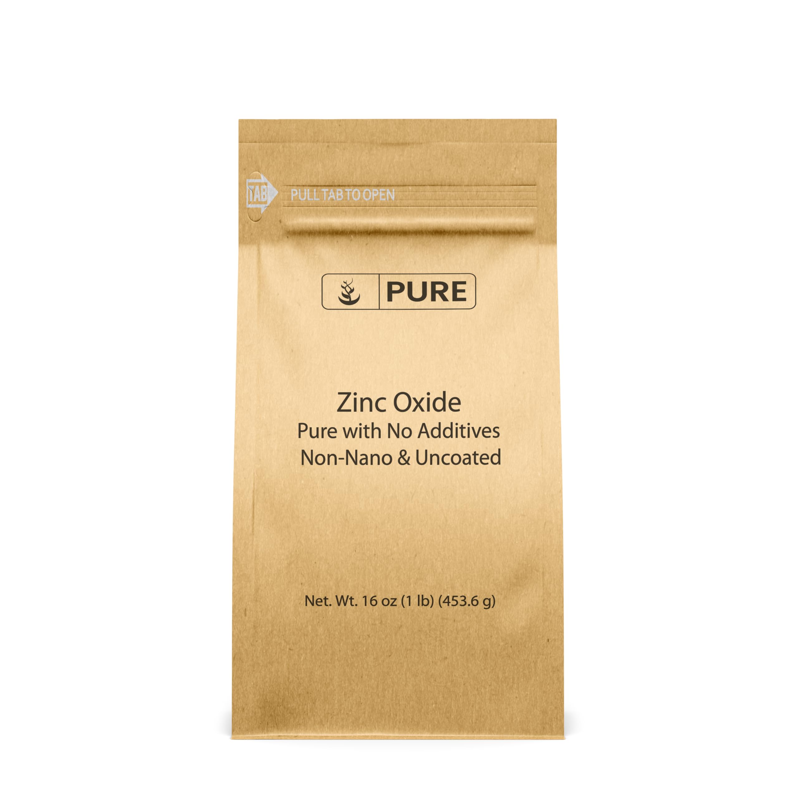 Pure Original Ingredients óxido de zinc frente del empaque, envase limpio y práctico